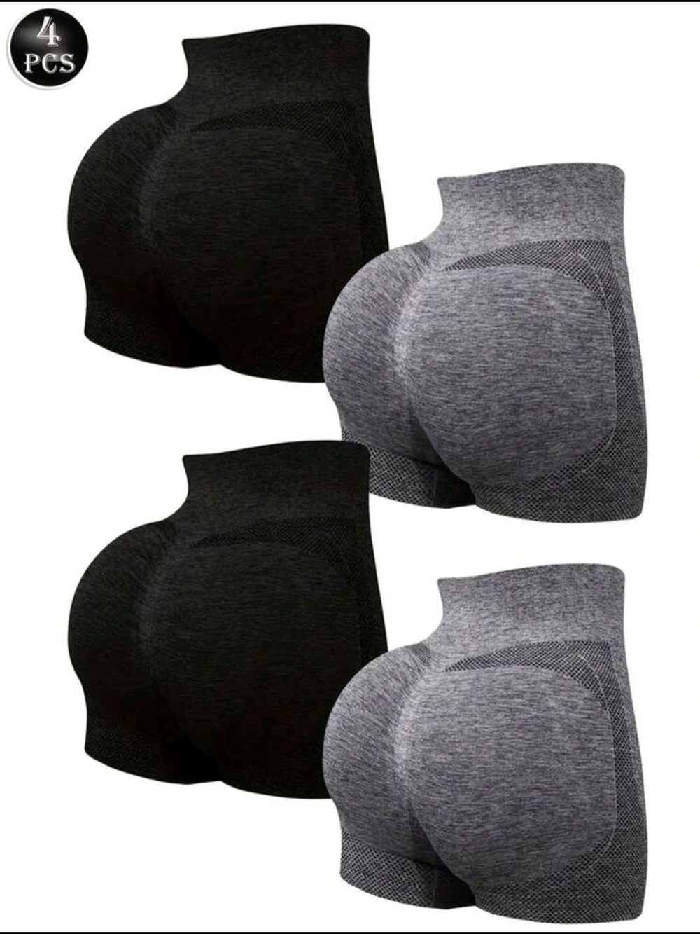 Seamless Butt-Lifting Shapewear Shorts - Black & Gray (4-Pack)
